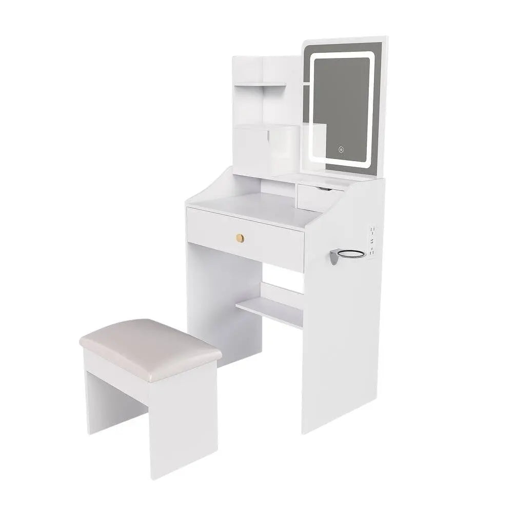 43" White Wood Lighted Two Drawer Dresser HomeRoots