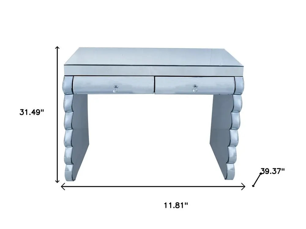 39" Silver Wood Two Drawer Dresser HomeRoots