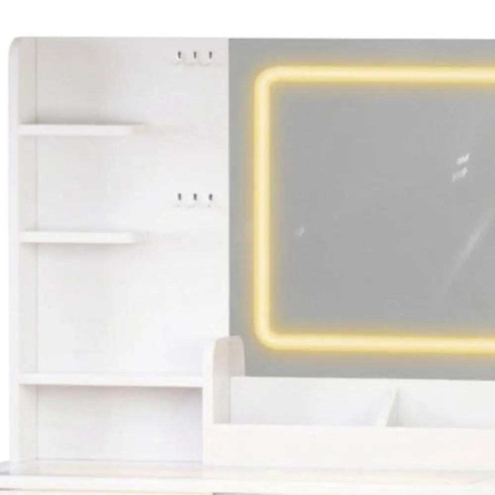 32" White Wood Lighted Two Drawer Dresser HomeRoots