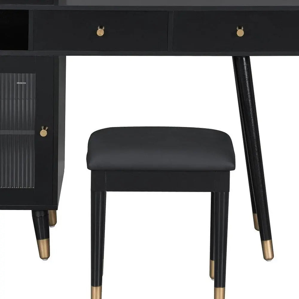 44" Black Wood Two Drawer Dresser HomeRoots