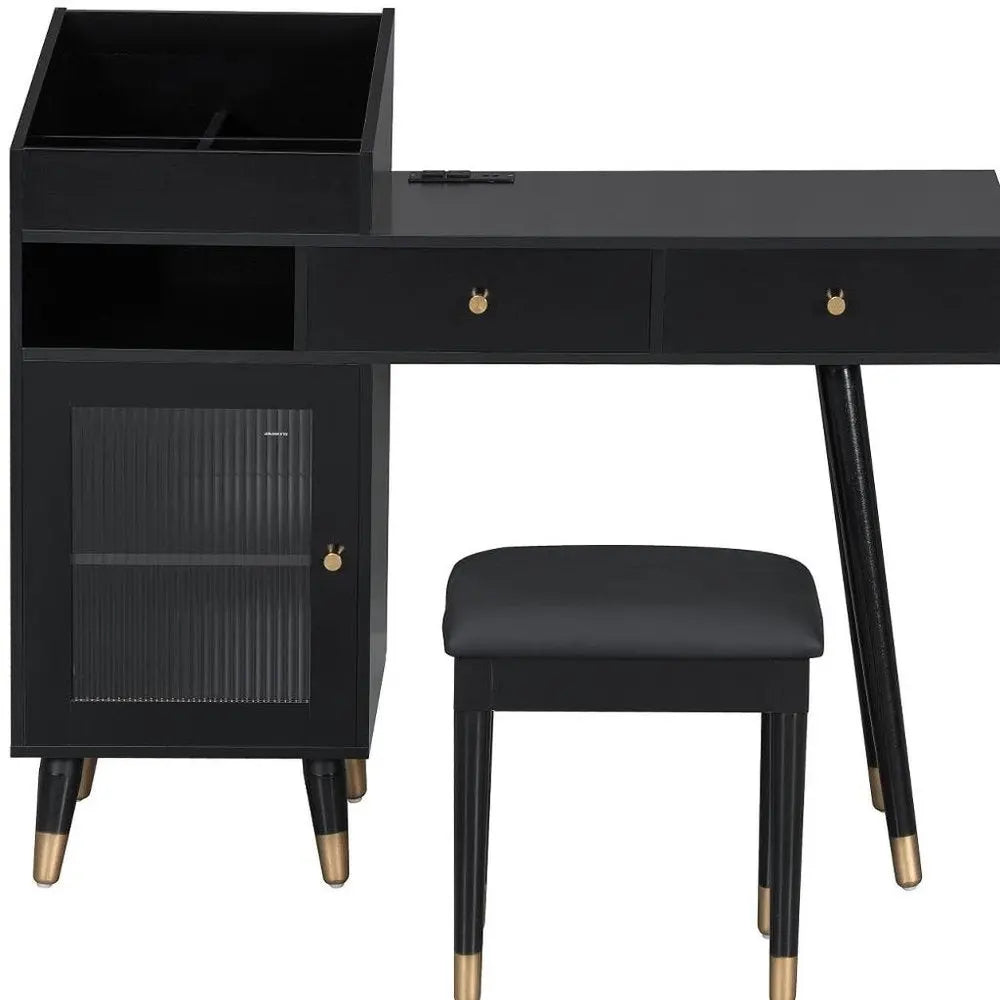 44" Black Wood Two Drawer Dresser HomeRoots