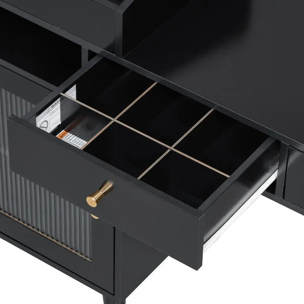 44" Black Wood Two Drawer Dresser HomeRoots