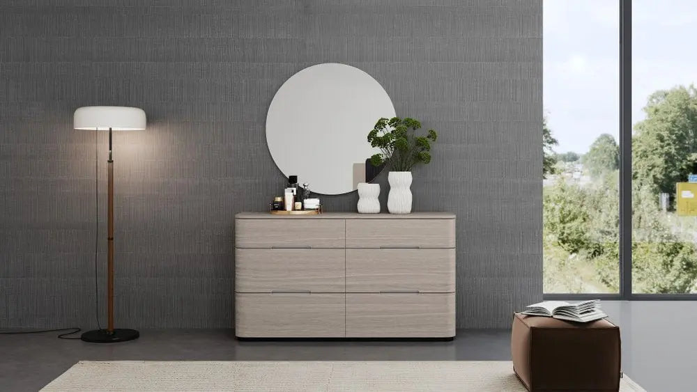 56" Beige Wood Six Drawer Double Dresser HomeRoots