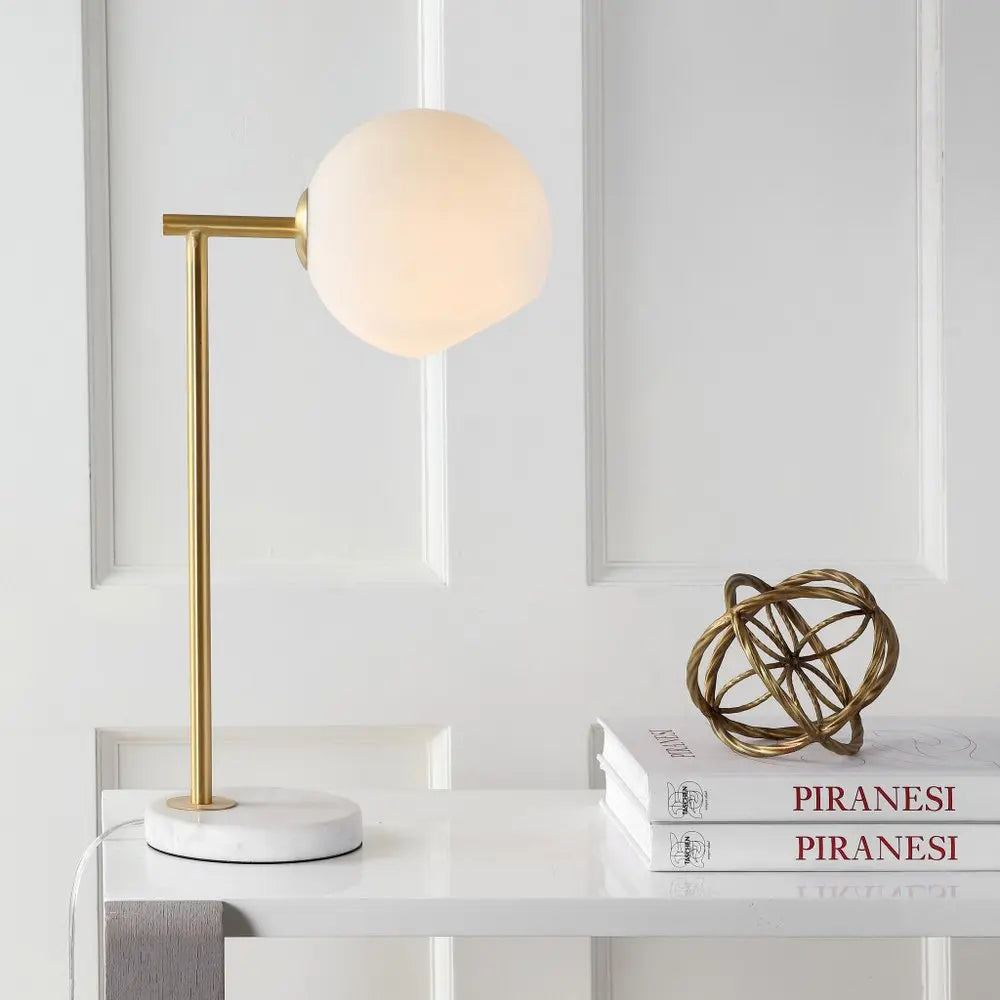 21" White Novelty Table Lamp LED With Globe Shade HomeRoots
