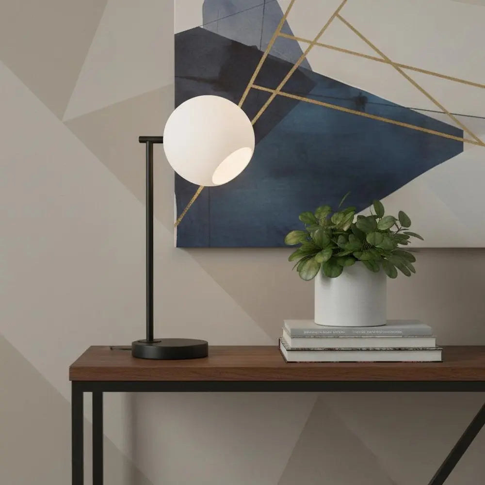 21" Black Novelty Table Lamp LED With Globe Shade HomeRoots