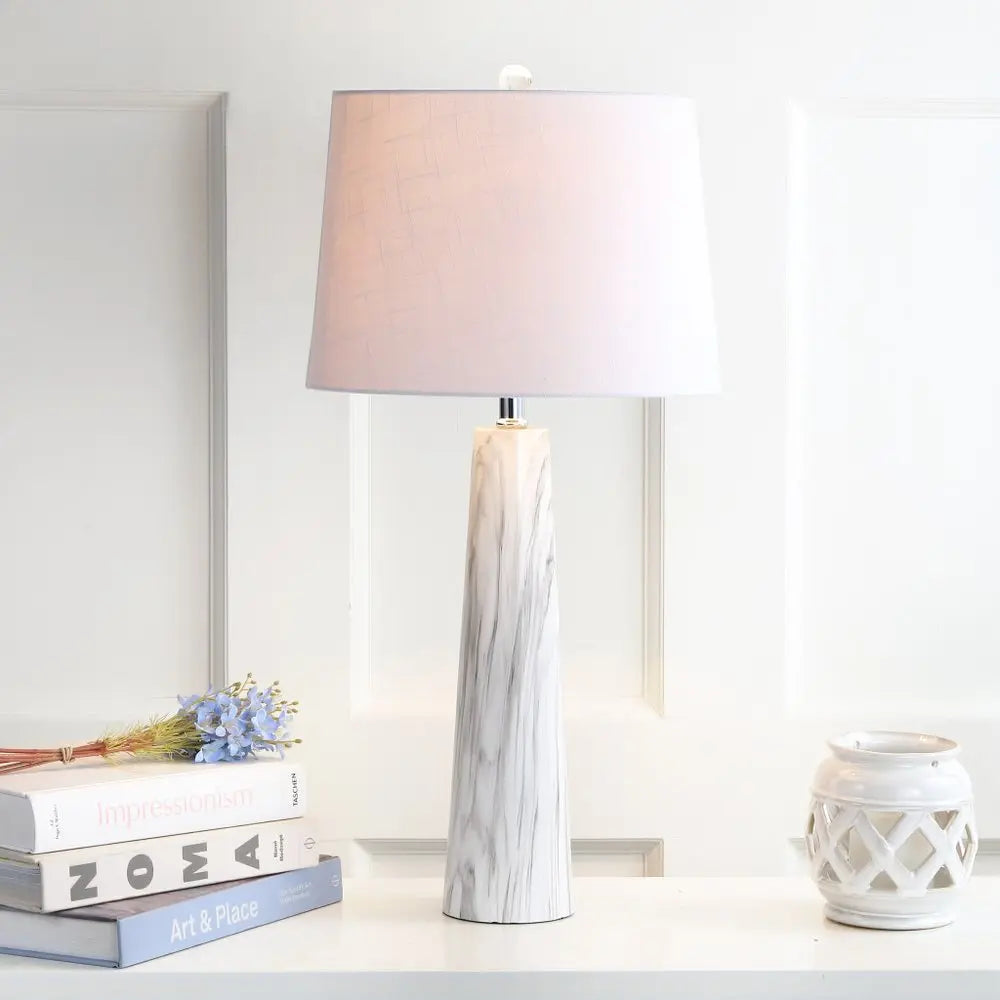 29" Clear Novelty Table Lamp LED With Drum Shade HomeRoots