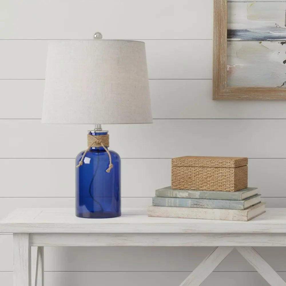 24" Clear Novelty Table Lamp LED With Drum Shade HomeRoots