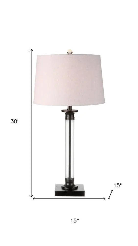 Set of Two 30" Black Novelty Table Lamps LED With Drum Shades HomeRoots