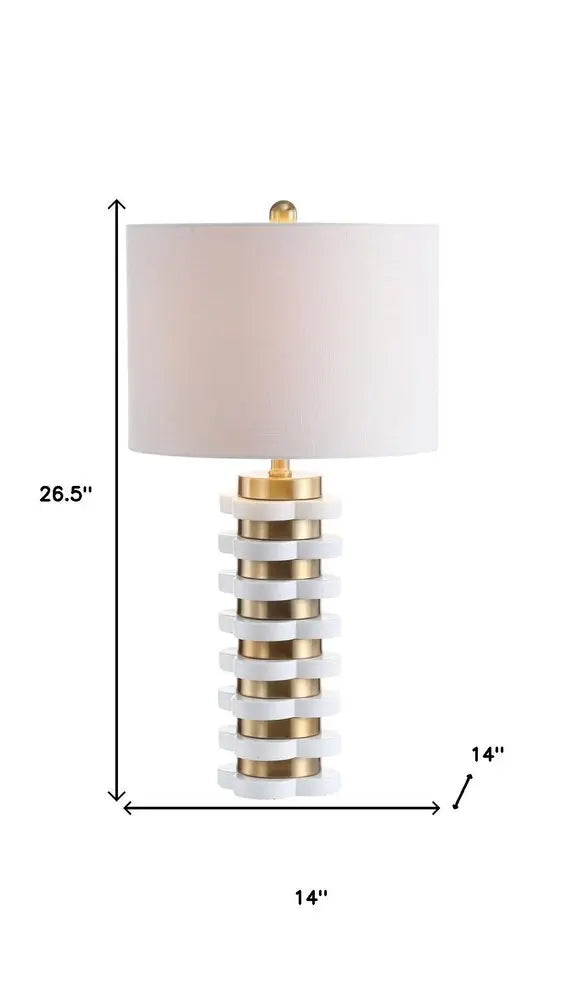 27" White Novelty Table Lamp LED With Drum Shade HomeRoots