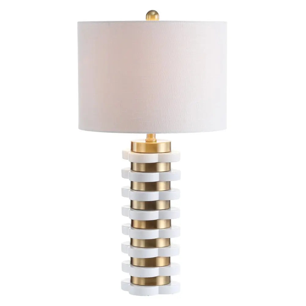 27" White Novelty Table Lamp LED With Drum Shade HomeRoots