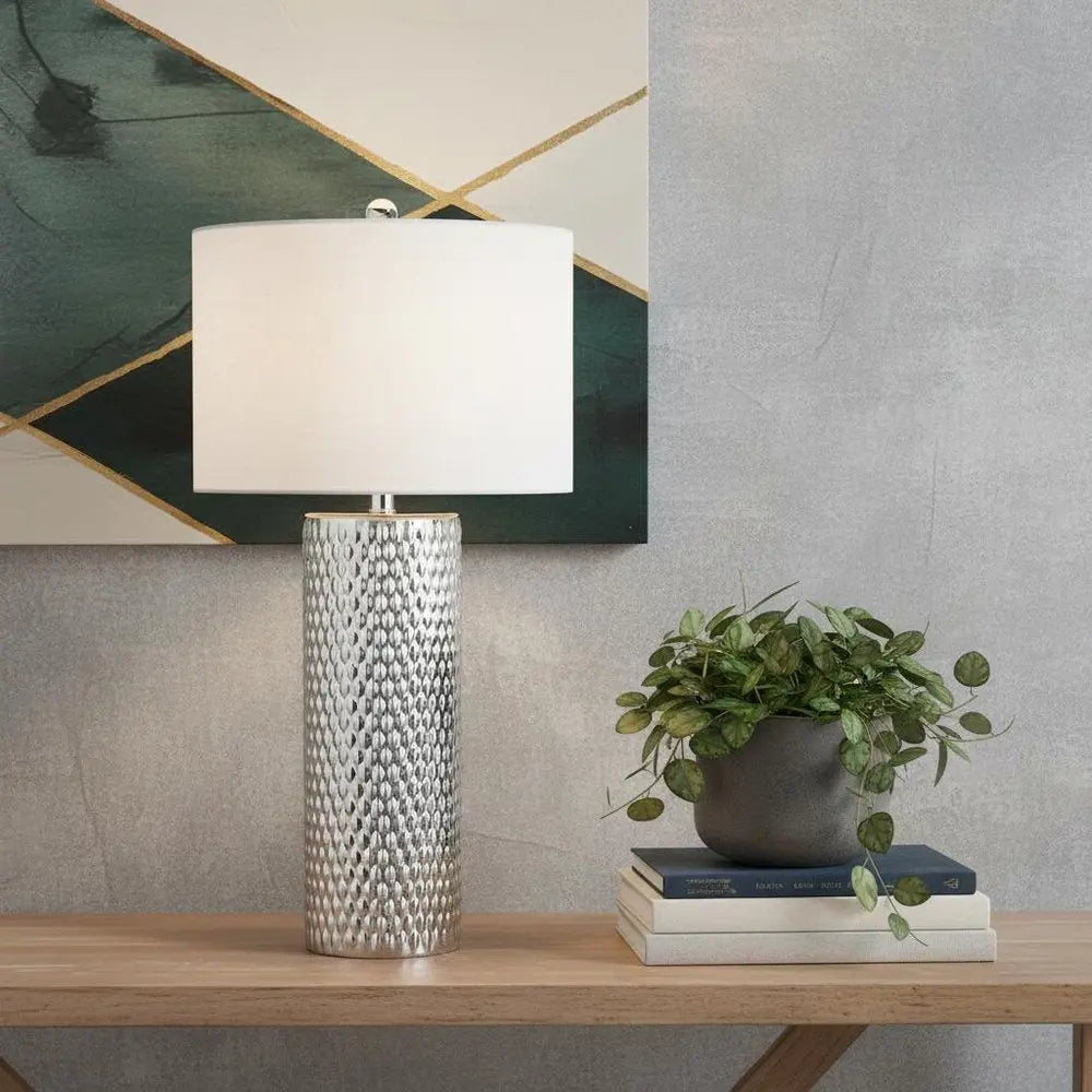 30" Silver Novelty Table Lamp LED With Drum Shade HomeRoots