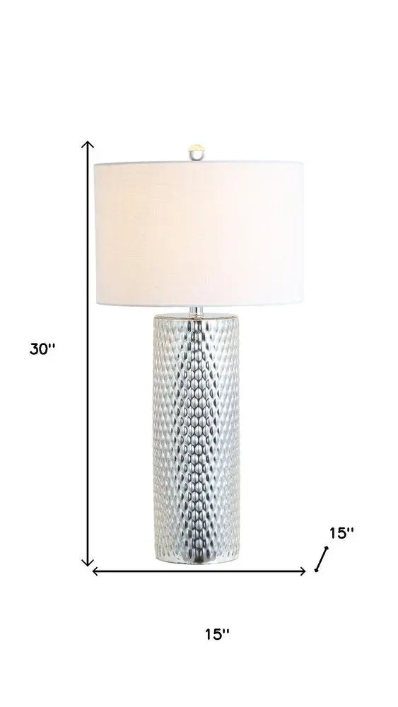 30" Silver Novelty Table Lamp LED With Drum Shade HomeRoots