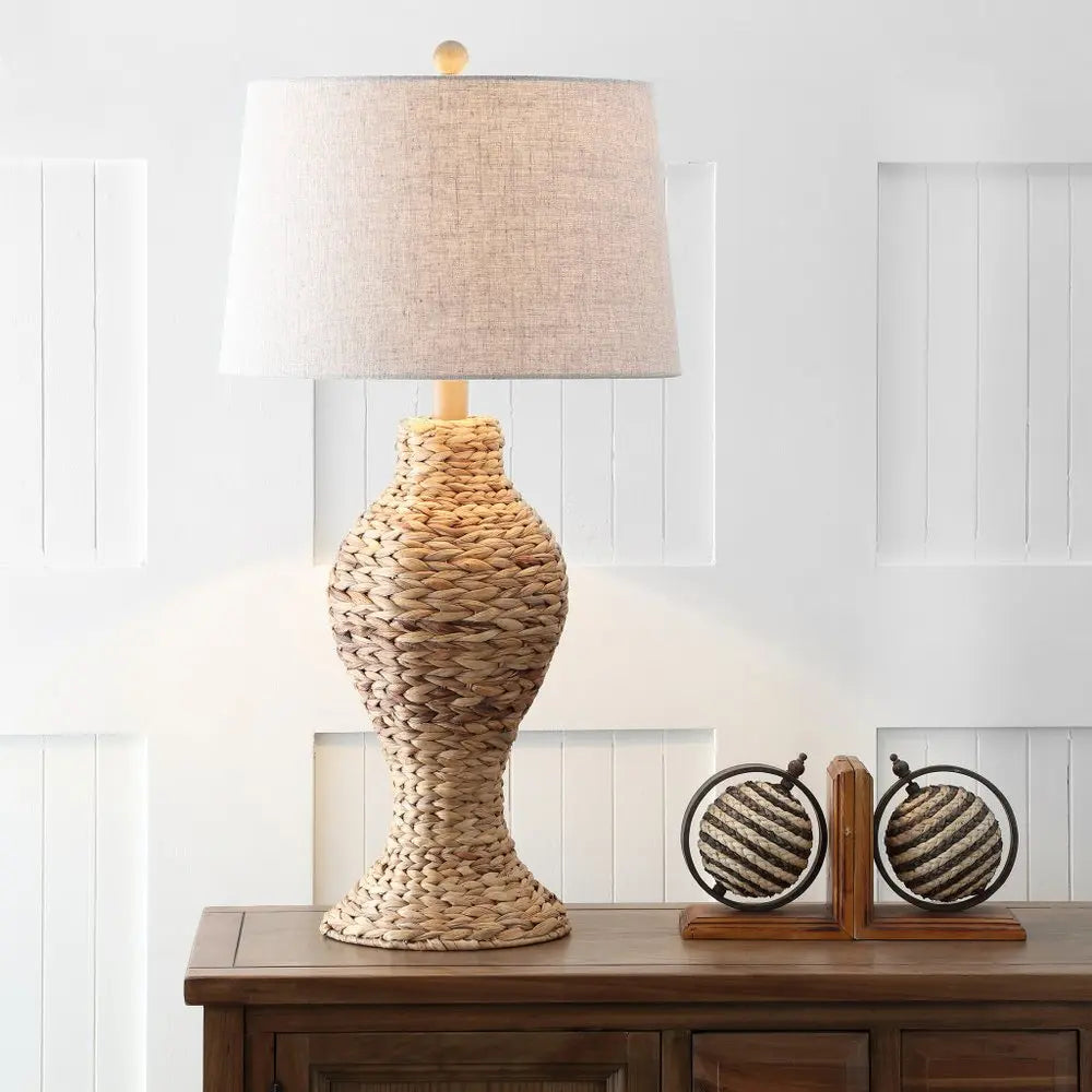31" Natural Urn Table Lamp LED With Drum Shade HomeRoots
