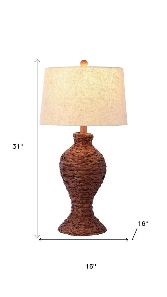31" Dark Brown Urn Table Lamp LED With Drum Shade HomeRoots