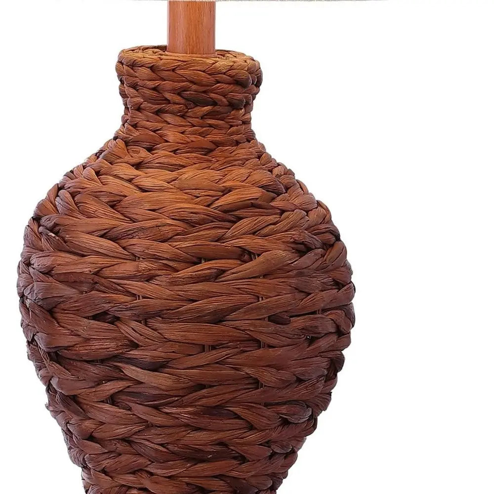 31" Dark Brown Urn Table Lamp LED With Drum Shade HomeRoots