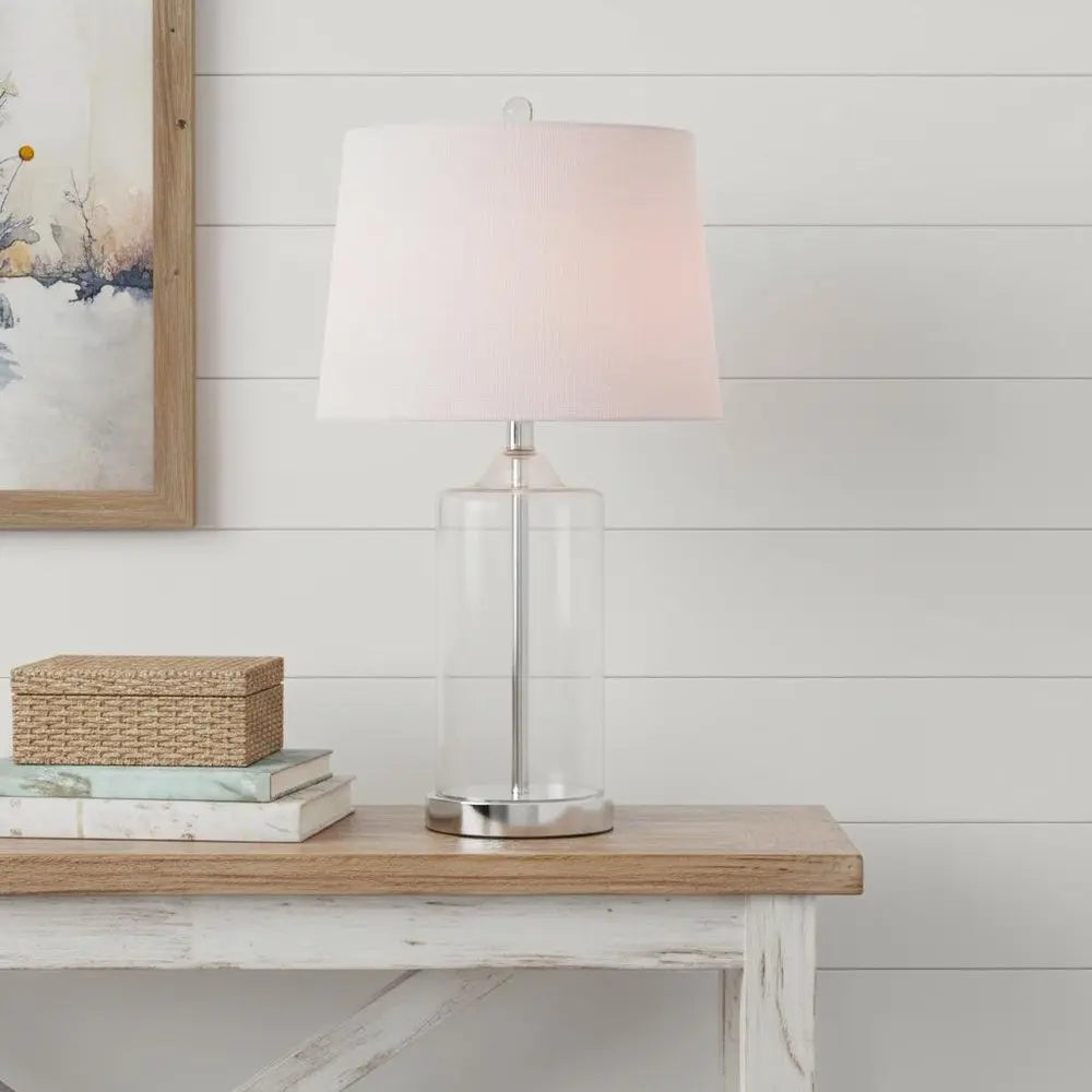 25" Silver Novelty Table Lamp LED With Drum Shade HomeRoots