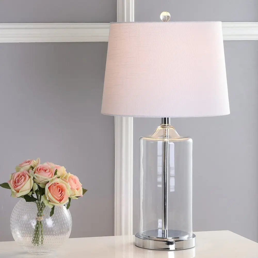 25" Silver Novelty Table Lamp LED With Drum Shade HomeRoots