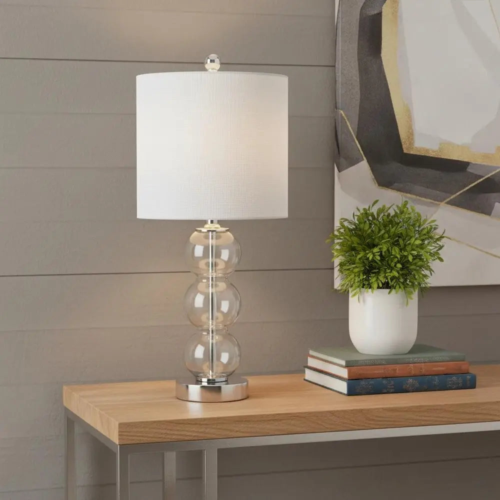 21" Silver Novelty Table Lamp LED With Globe Shade HomeRoots