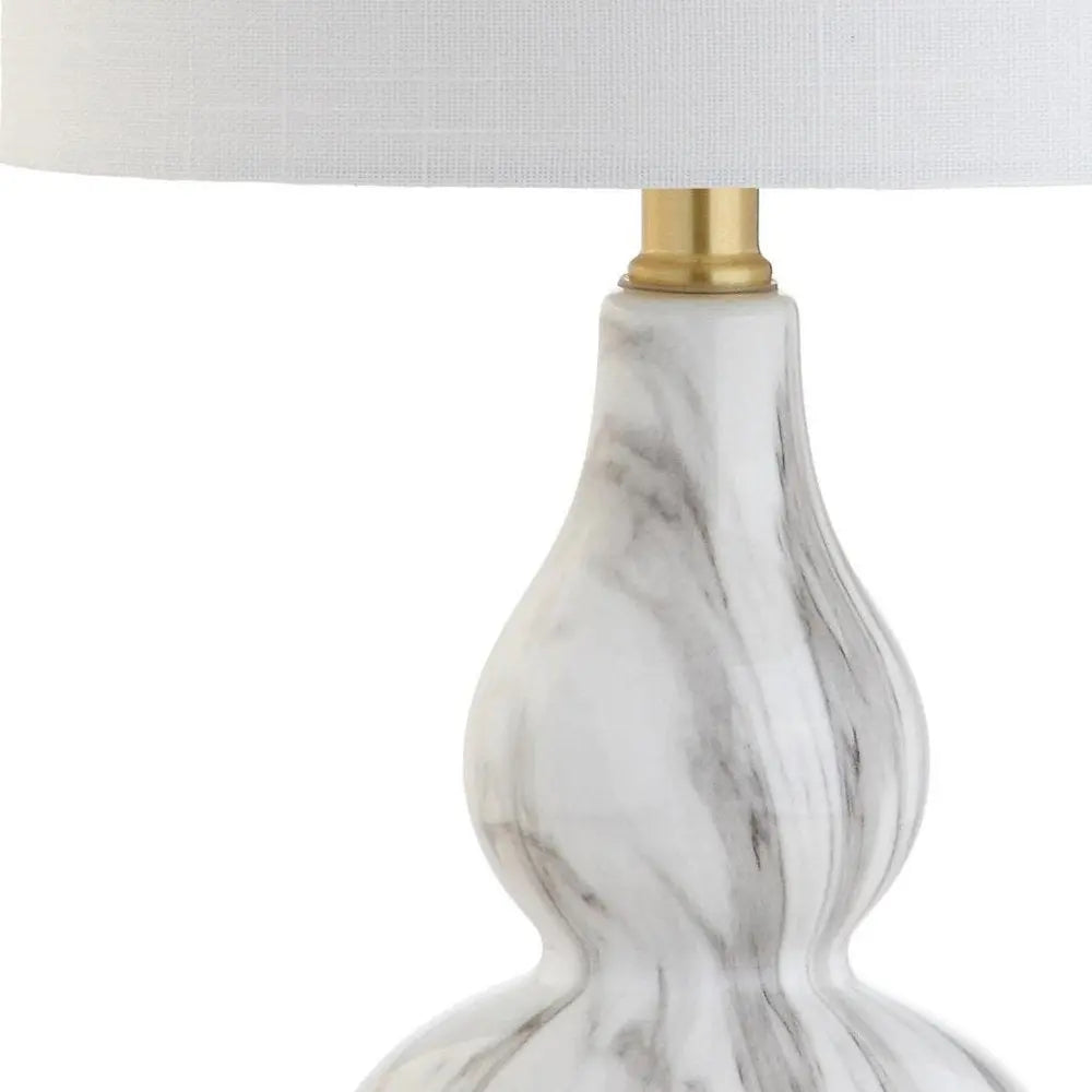 21" Gold Gourd Desk Lamp LED With Drum Shade HomeRoots