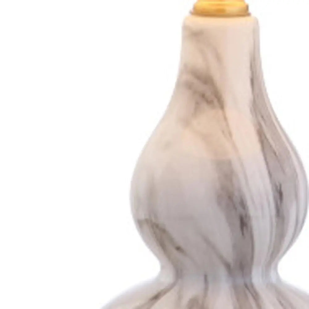 Set of Two 21" Gold Gourd Desk Lamps LED With Drum Shades HomeRoots