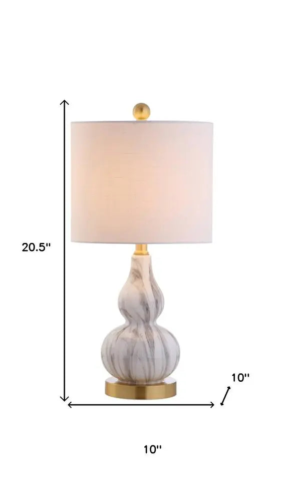 Set of Two 21" Gold Gourd Desk Lamps LED With Drum Shades HomeRoots