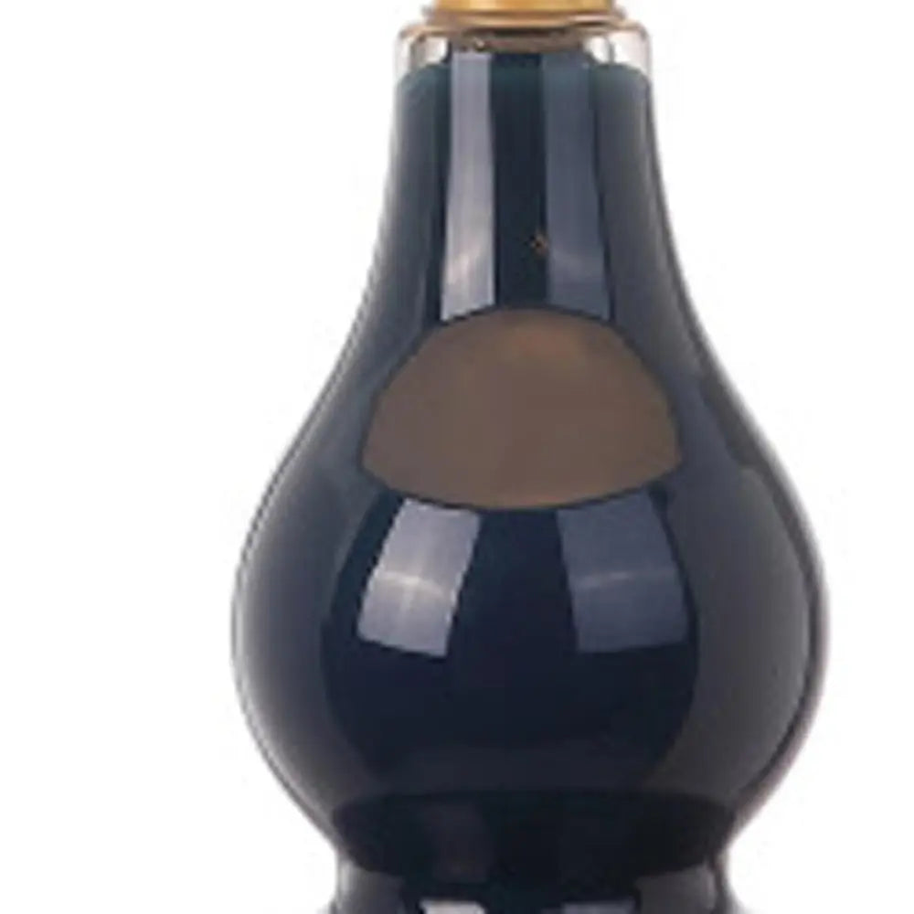 Set of Two 21" Gold Gourd Desk Lamps LED With Drum Shades HomeRoots