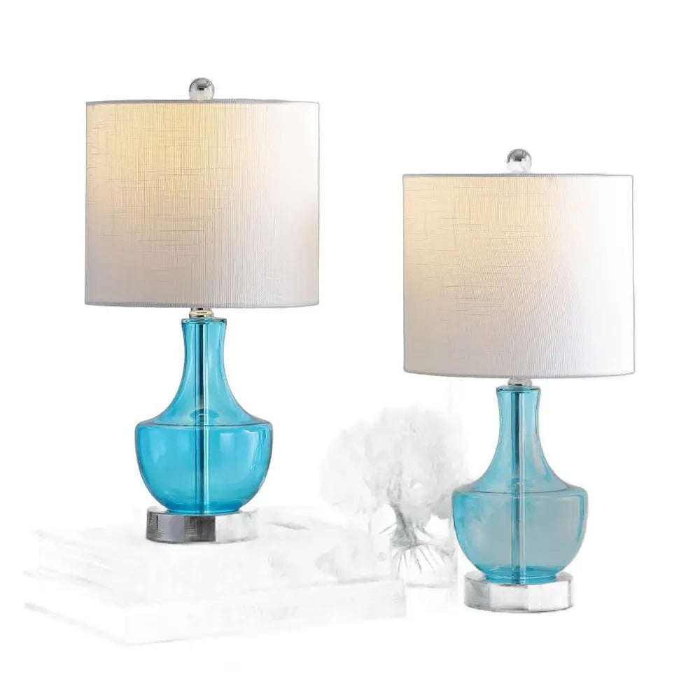 Set of Two 20" Silver Gourd Desk Lamps LED With Drum Shades HomeRoots