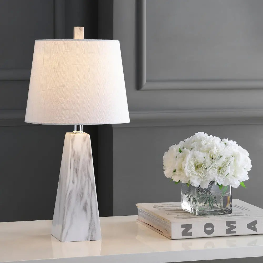 21" White Novelty Table Lamp LED With Empire Shade HomeRoots
