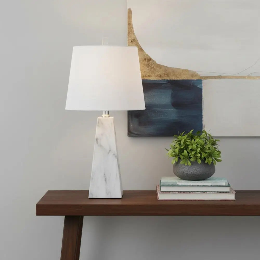 21" White Novelty Table Lamp LED With Empire Shade HomeRoots