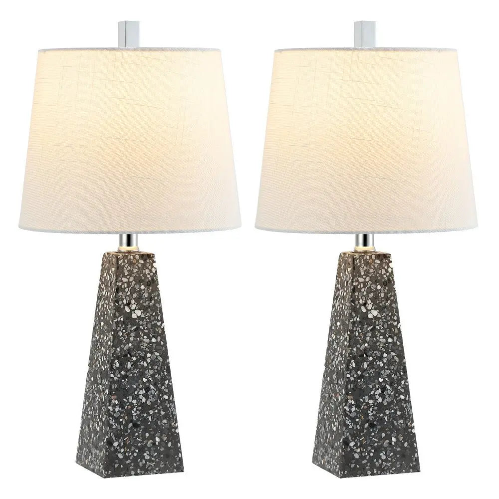 Set of Two 21" Gray Novelty Table Lamps LED With Empire Shades HomeRoots