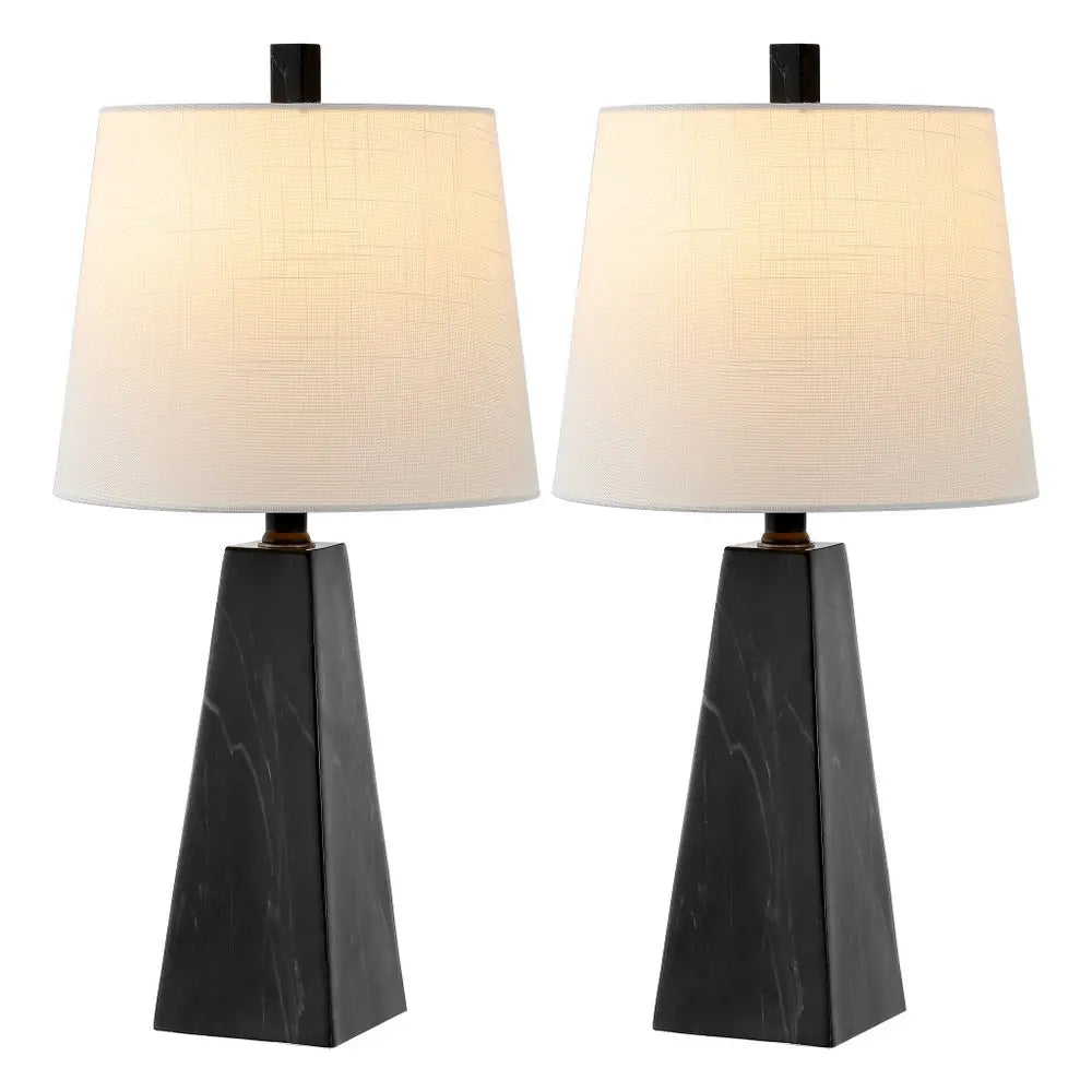 Set of Two 21" Black Novelty Table Lamps LED With Empire Shades HomeRoots