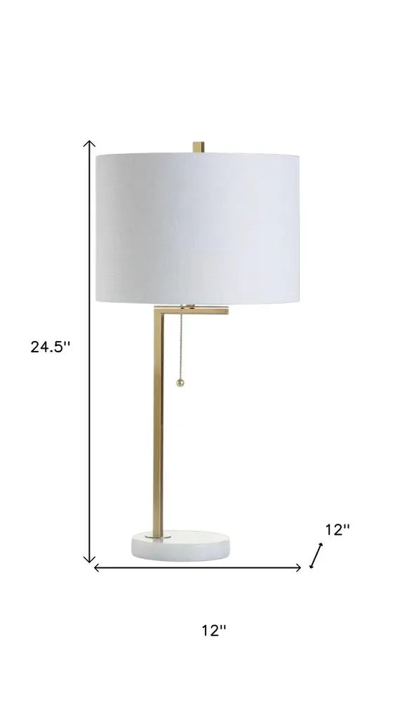 25" White Novelty Table Lamp LED With Drum Shade HomeRoots