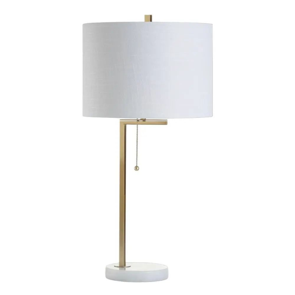 25" White Novelty Table Lamp LED With Drum Shade HomeRoots