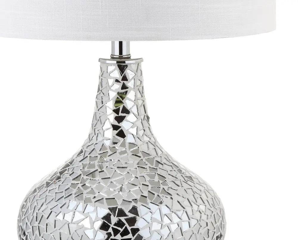 26" Silver Novelty Table Lamp LED With Drum Shade HomeRoots