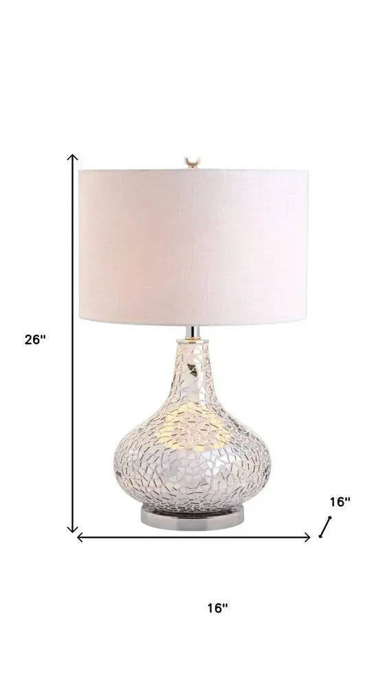 26" Silver Novelty Table Lamp LED With Drum Shade HomeRoots