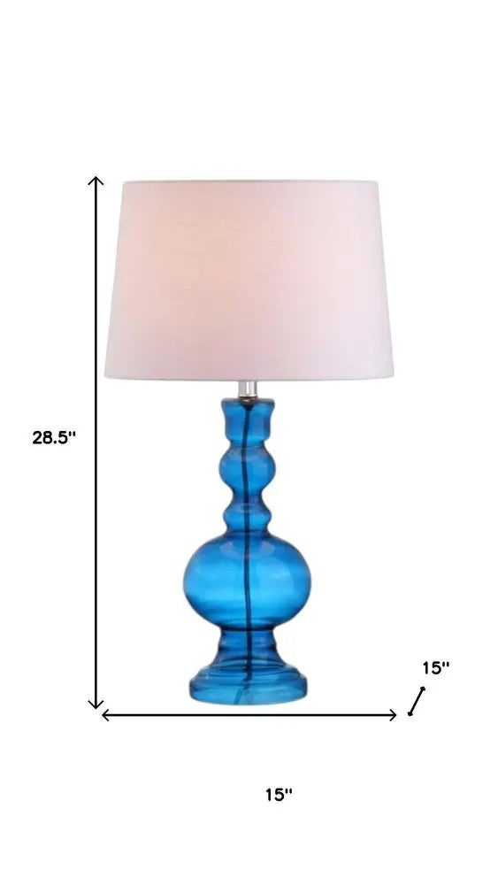 Set of Two 29" Blue Novelty Table Lamps LED With Drum Shades HomeRoots