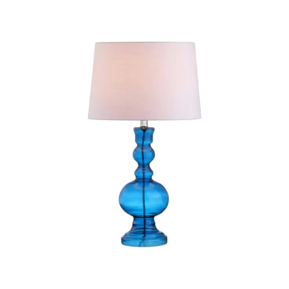 Set of Two 29" Blue Novelty Table Lamps LED With Drum Shades HomeRoots