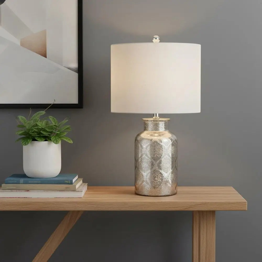 25" Clear Novelty Table Lamp LED With Drum Shade HomeRoots