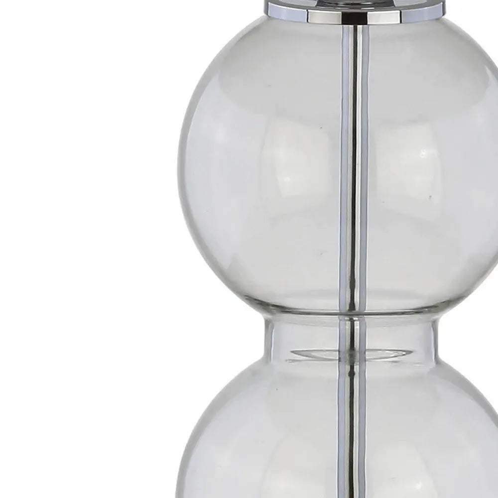 Set of Two 27" Silver Novelty Table Lamps LED With Drum Shades HomeRoots