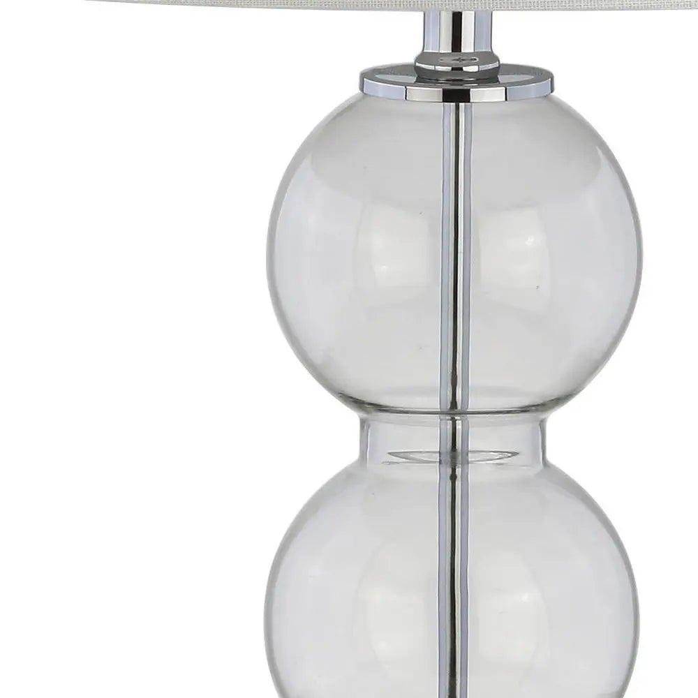 Set of Two 27" Silver Novelty Table Lamps LED With Drum Shades HomeRoots