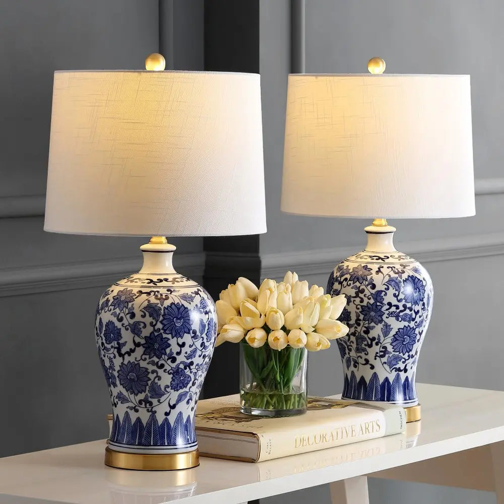 Set of Two 26" Gold Novelty Table Lamps LED With Globe Shades