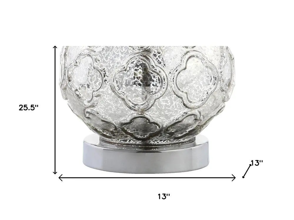 Set of Two 26" Silver Novelty Table Lamps LED With Drum Shades HomeRoots