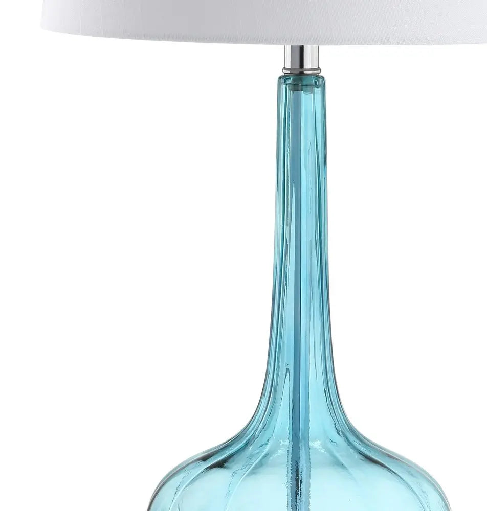 Set of Two 29" Clear Novelty Table Lamps LED With Drum Shades HomeRoots