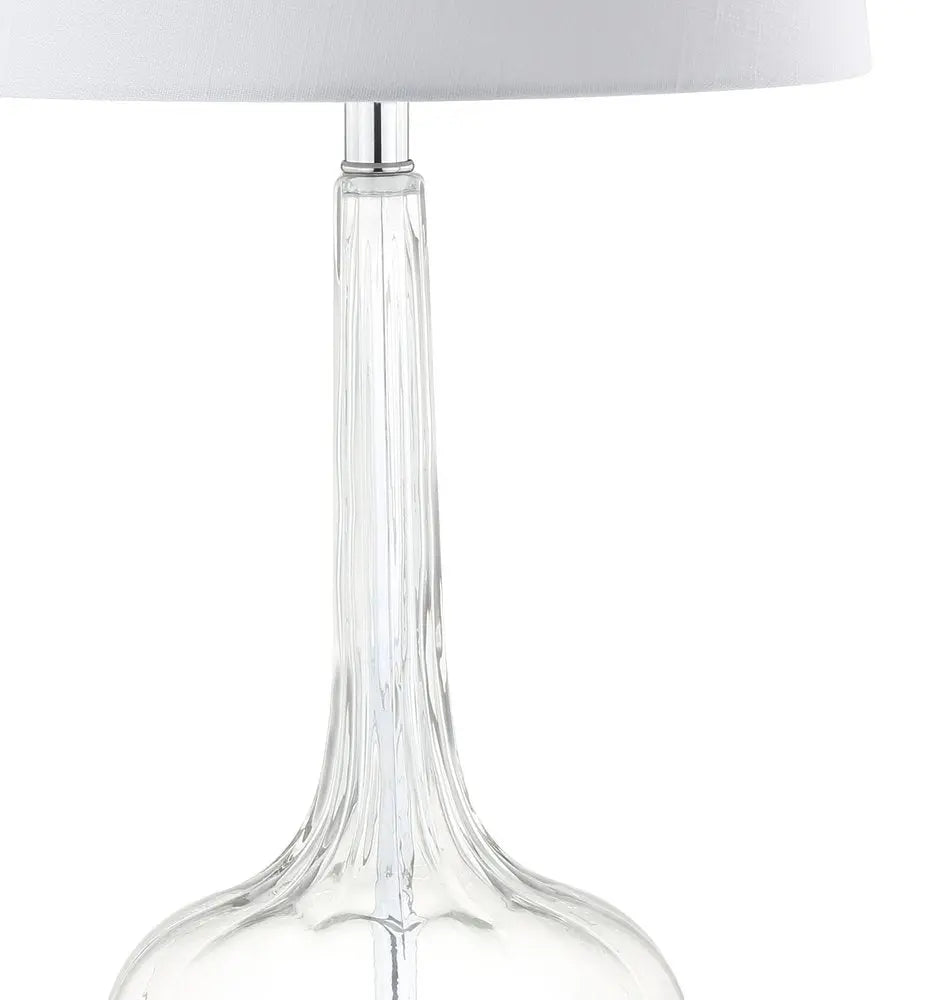 Set of Two 29" Clear Novelty Table Lamps LED With Drum Shades HomeRoots