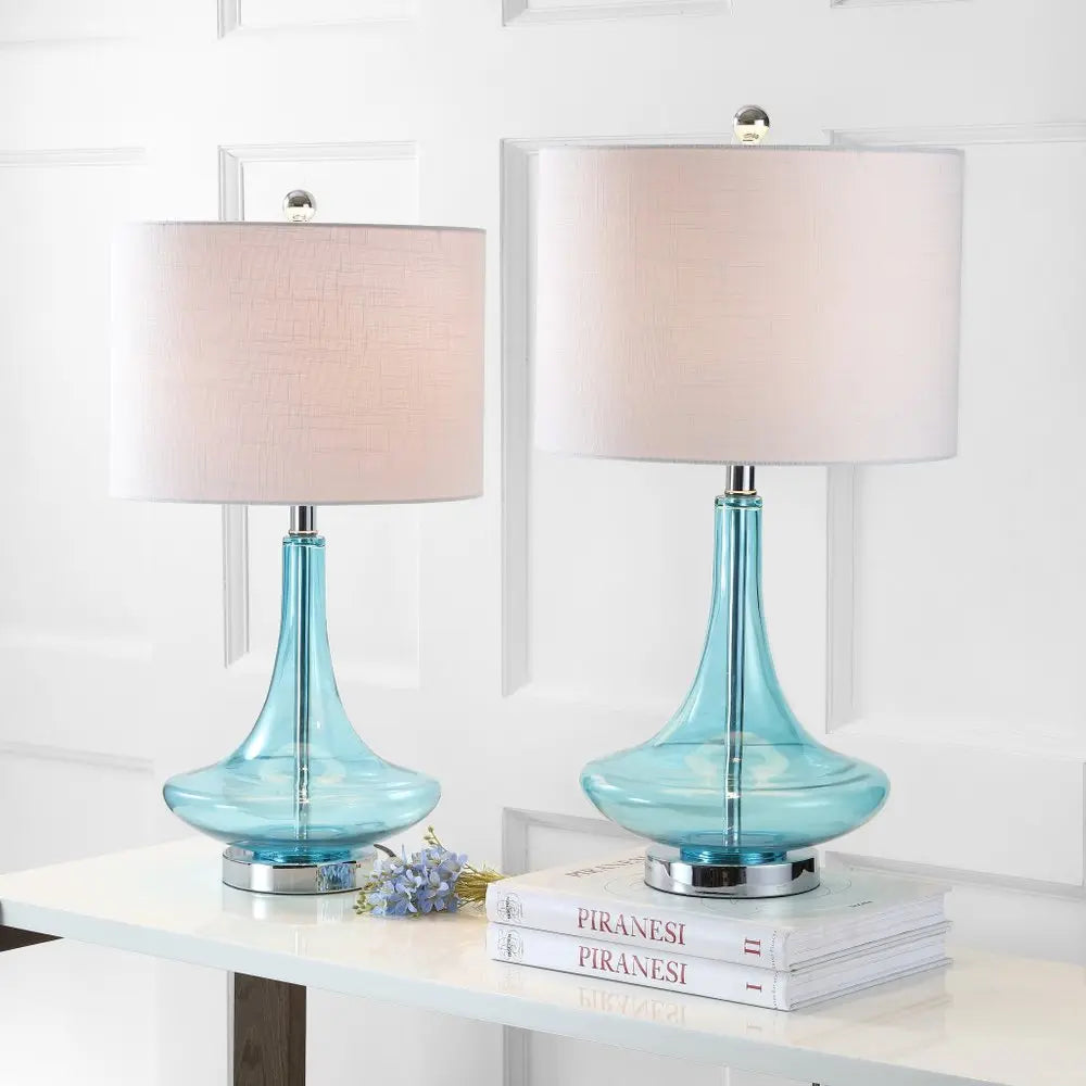 Set of Two 26" Silver Novelty Table Lamps LED With Drum Shades HomeRoots
