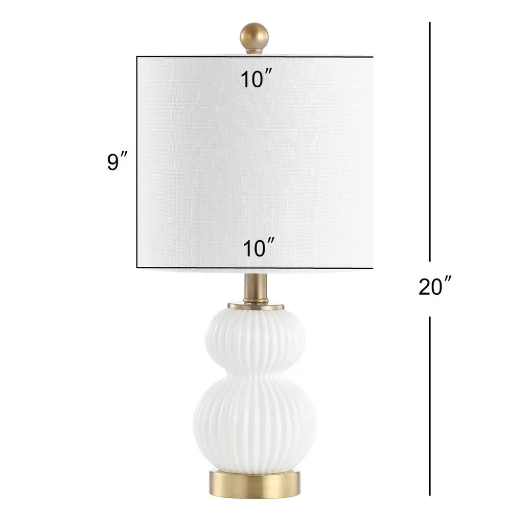 20" Gold Gourd Table Lamp LED With Drum Shade HomeRoots