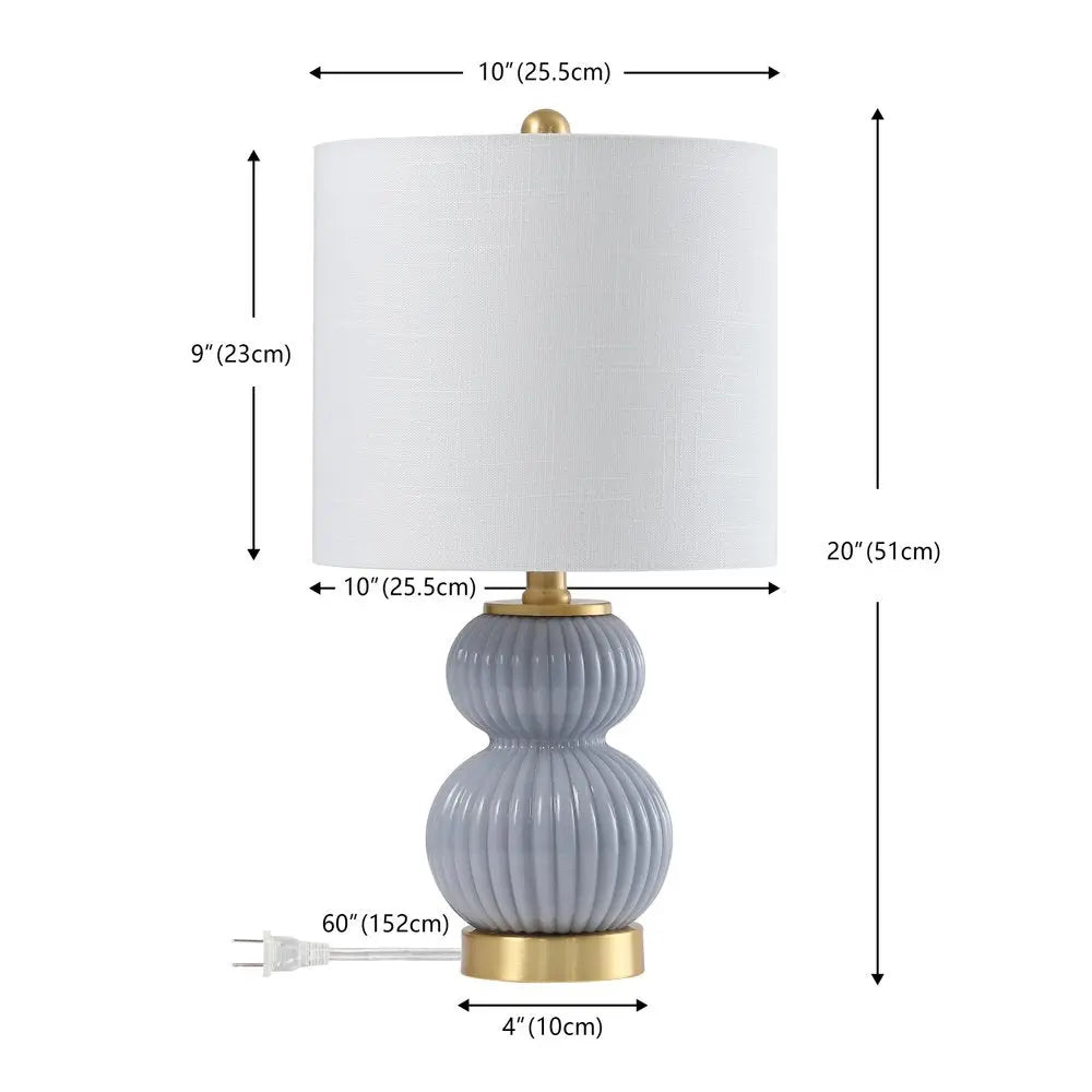 20" Gold Gourd Table Lamp LED With Drum Shade HomeRoots