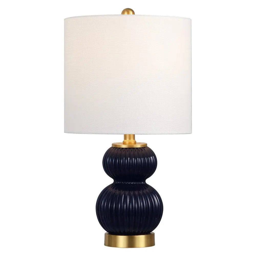 20" Gold Gourd Table Lamp LED With Drum Shade HomeRoots