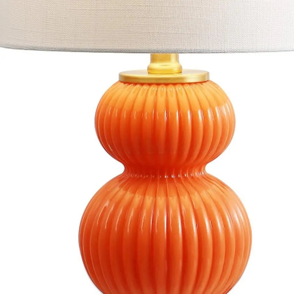 20" Gold Gourd Table Lamp LED With Drum Shade HomeRoots