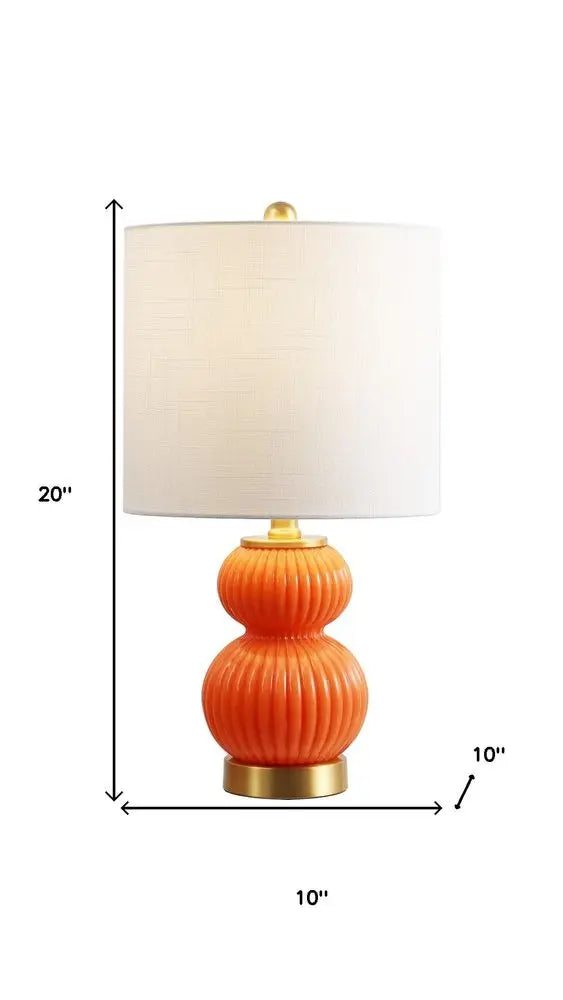 20" Gold Gourd Table Lamp LED With Drum Shade HomeRoots